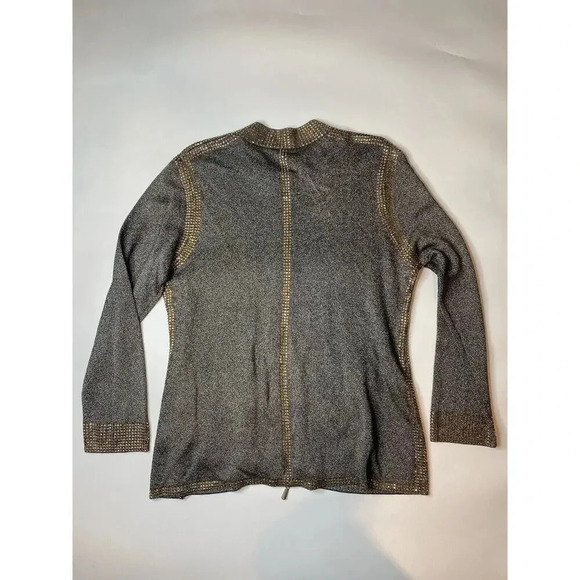 Berek Fancy Black Gold Embellished Jeweled Zip Jacket Cardigan Bedazzled XL - Picture 6 of 6